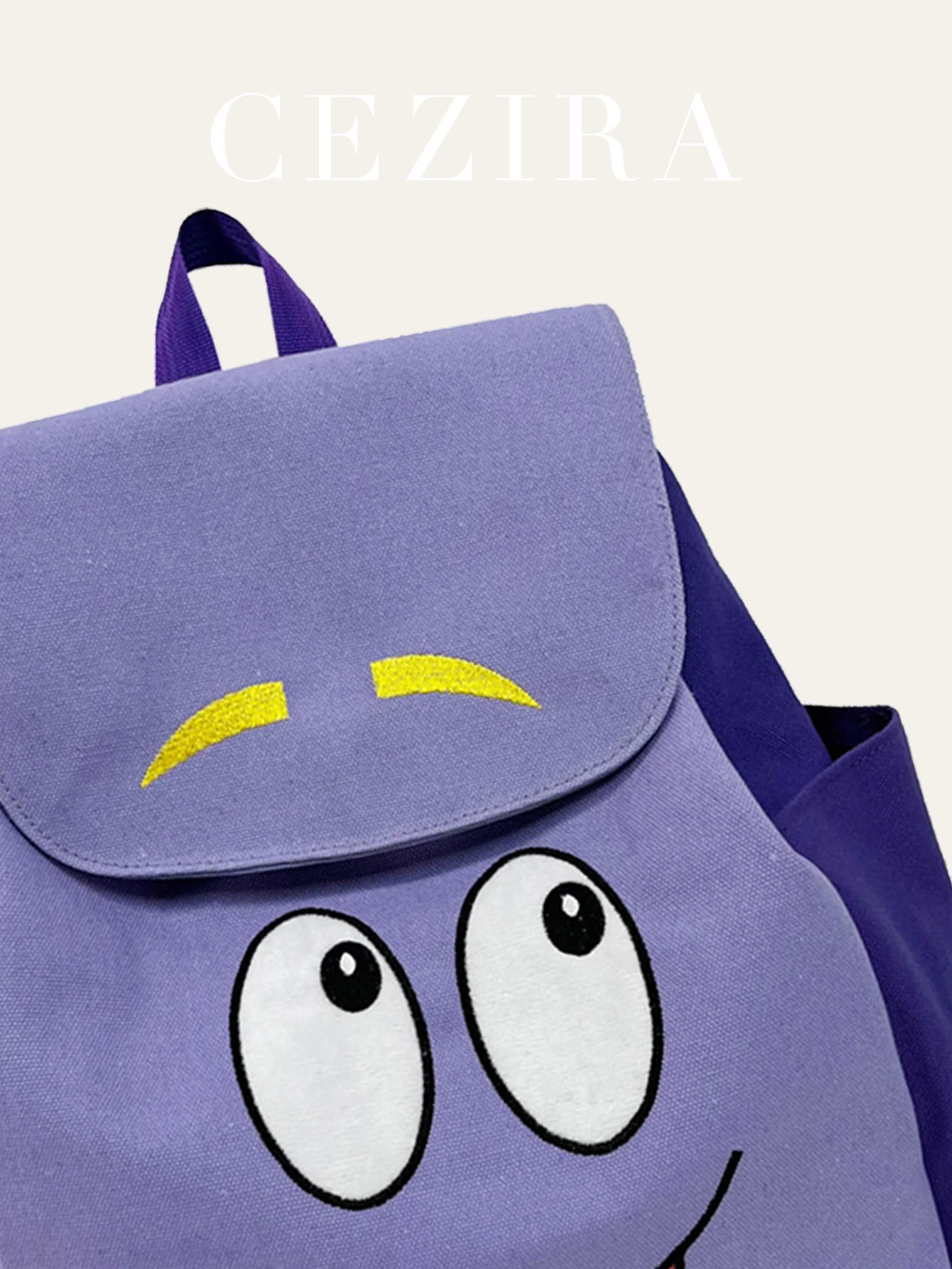 Kawaii لطيف على ظهره الكرتون ابتسامة الوجه غطاء رفرف كبير الرباط حقيبة الكنز خريطة البريدي قلم رصاص محفظة طالب دورا السفر