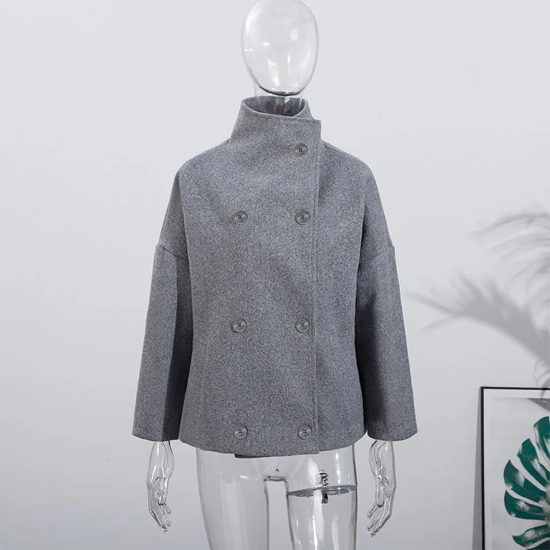 Elegante Wolljacke mit Stehkragen für Damen, Lose Passform, Lange Ärmel, Einreihig, mit Reißverschluss, Damenjacke, Herbst-Winter-Oberbekleidung 2026 – Detail 22
