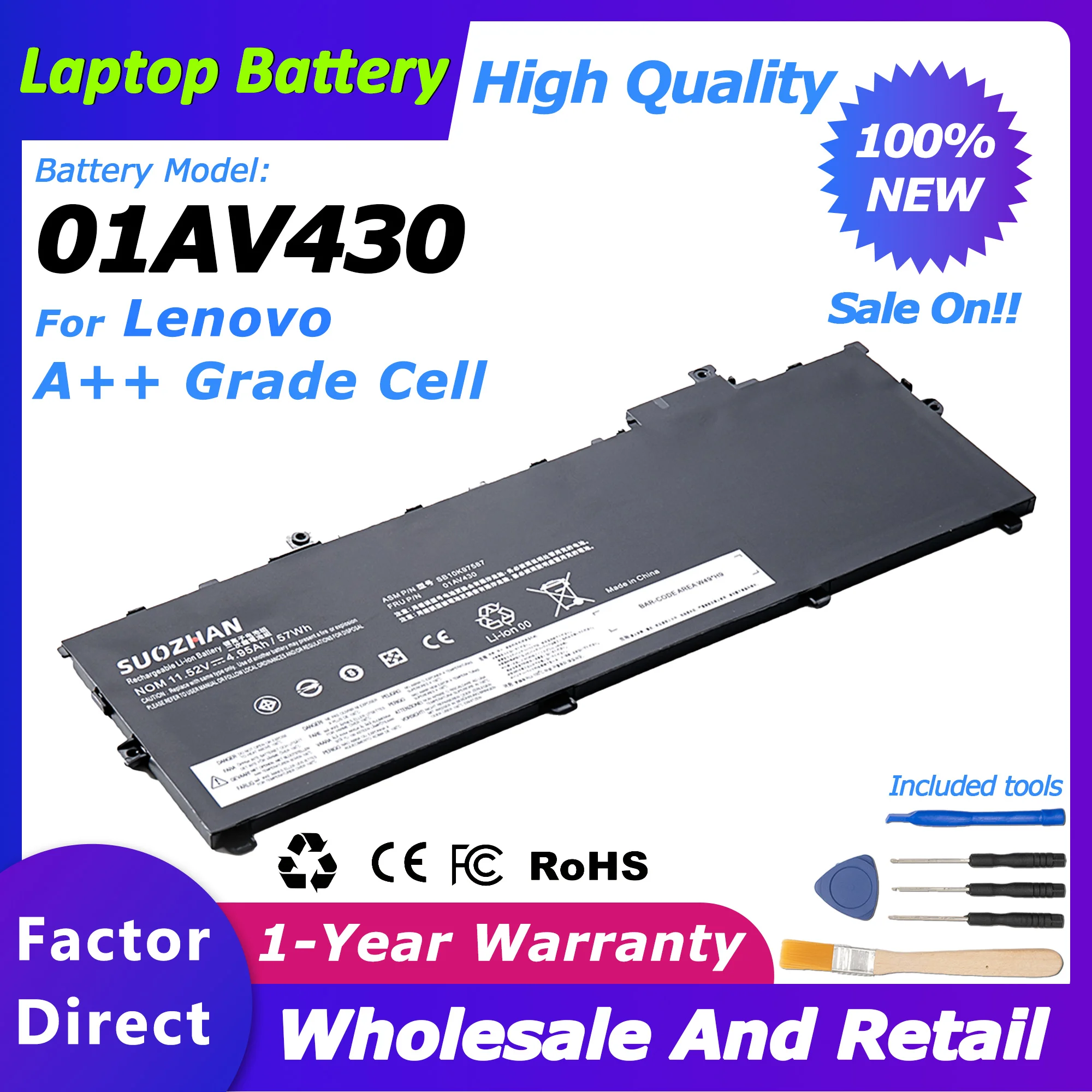 

01AV430 NEW Genuine 01AV431/01AV494 Laptop Battery For Lenovo ThinkPad X1 Carbon 2018,X1C,SB10K97586 battery
