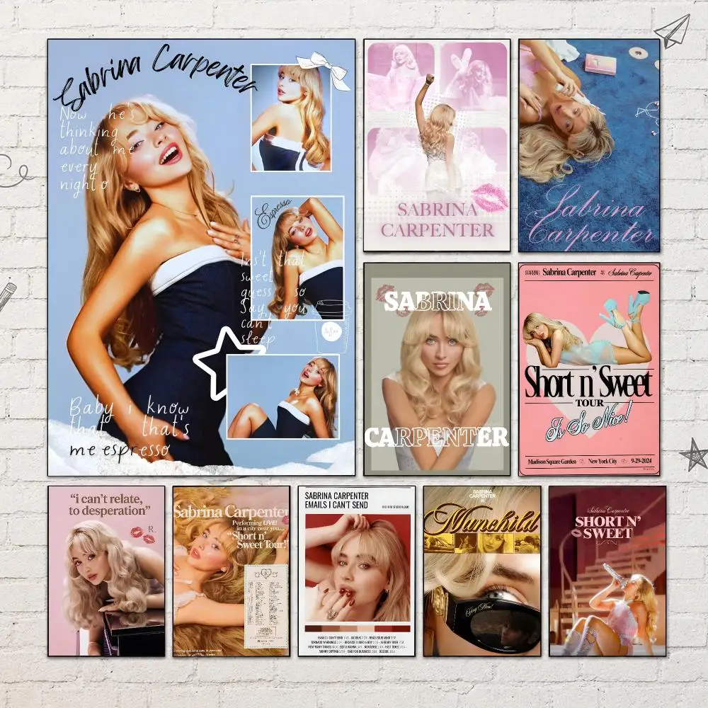 Singer S-Sabrina Carpenter Poster PP Self-Adhesive Waterproof Wall Decor for Bedroom,Living Room,Dorm,Bar Aesthetic Decor Gift
