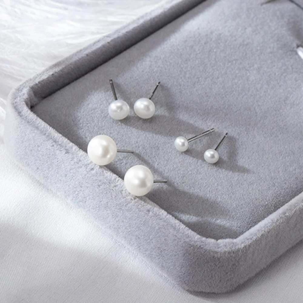 TZgrams Earrings Silver 925 Natural Pearl Earrings Minimalist Elegant Anti-allergy Maintain The Ear Bride Jewelry For Woman