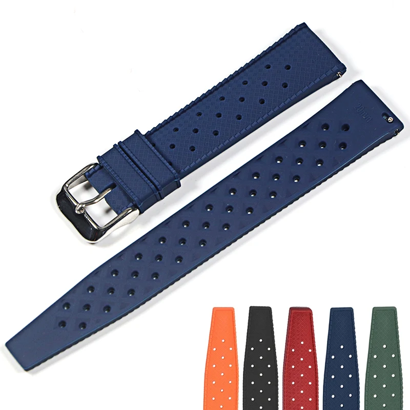 New Tropical Rubber Strap for Oris Seiko Citizen Quick Release Watch Band 18mm 20mm 22mm Silicone Tropic Strap Smart Watch Strap