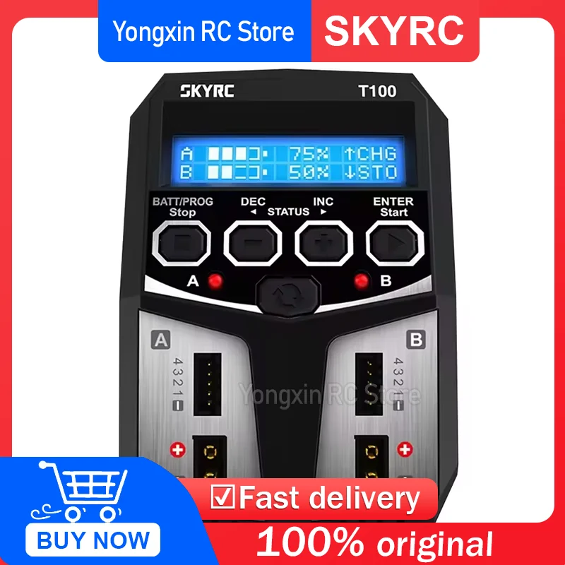 

Зарядное устройство SKYRC T100 AC для LiPo аккумуляторов, балансировочное, двойное 5А 2x50Вт, для 2-4S NiMH / NiCd / LiPo / LiFe / Lilon / LiHV