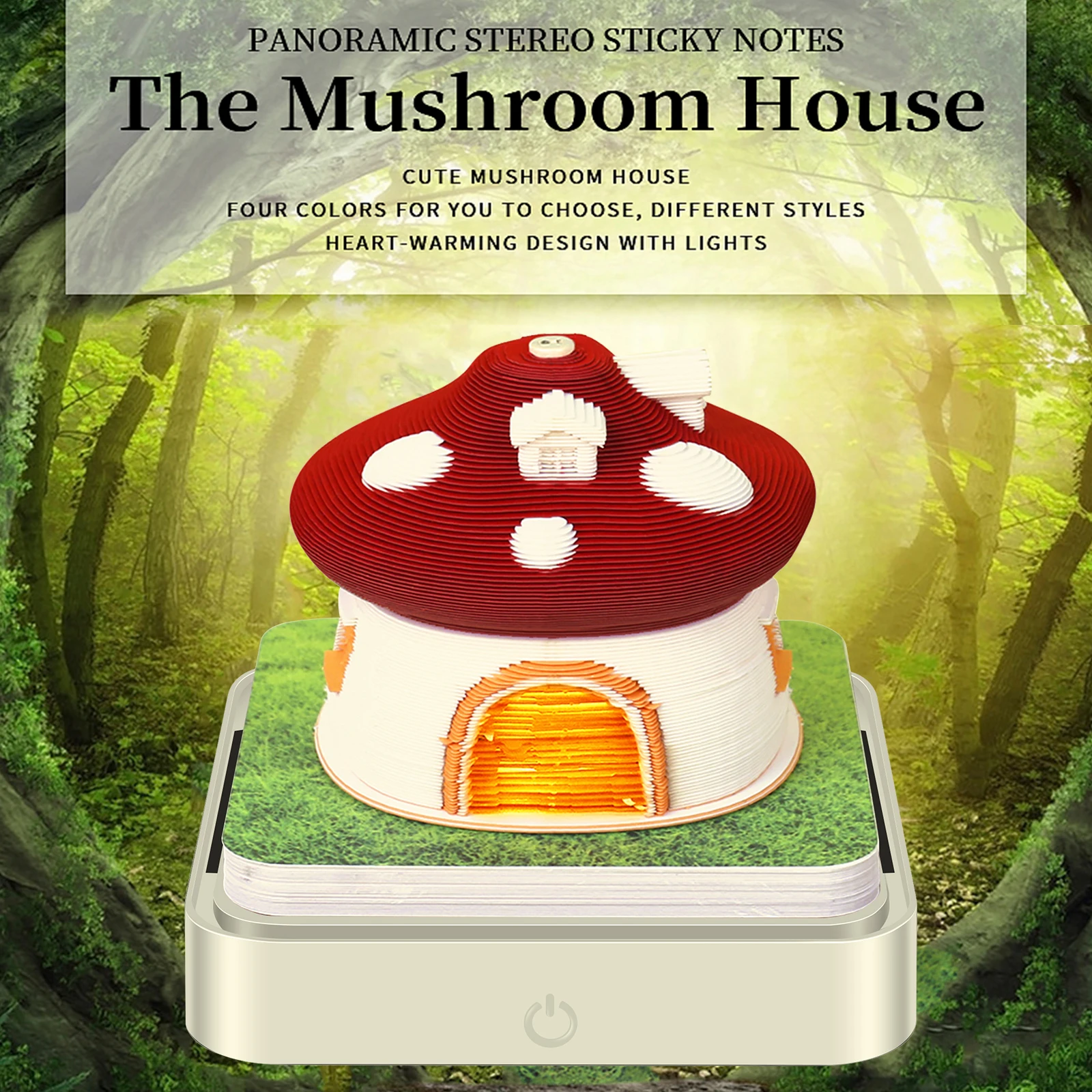 3D Desk Calendar Creative Calendar Memo Pad with LED Light Tear-Away 3D Calendar DIY Earth Tree House Memo Pad Paper Carving Art