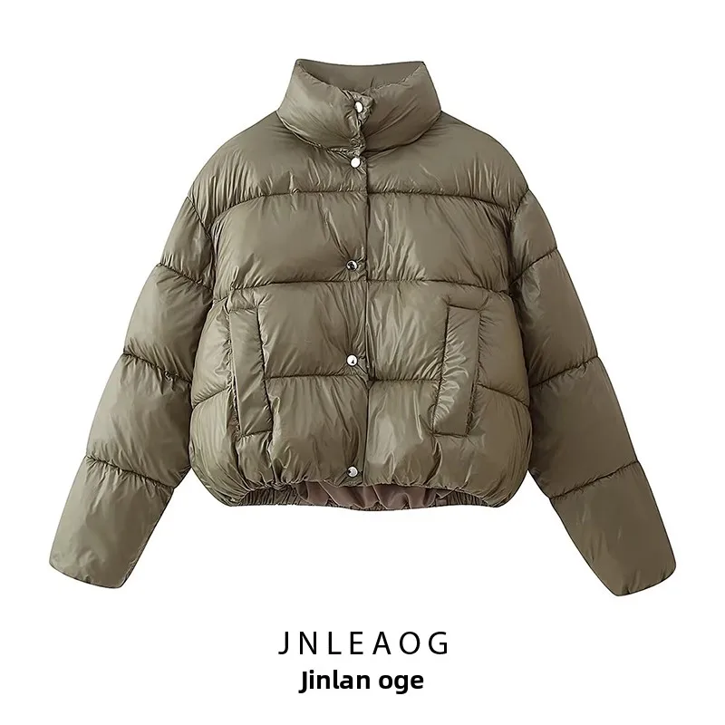 JNLEAOG ファッション性の高いコットンジャケット 女性用 秋の新作 スタイリッシュなボタンデザイン ストリートスタイル フード付き ロング丈 ジップアップ 純粋...