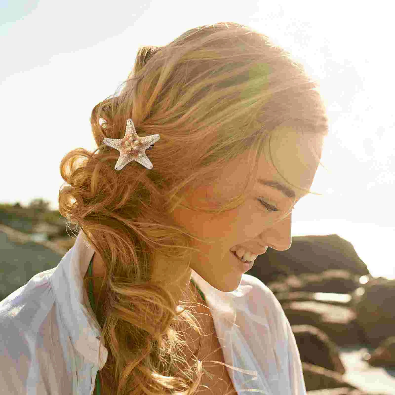 

2 Pcs Artificial Hairpin Woman Wedding Accessories Mermaid Core Bangs Clips Women