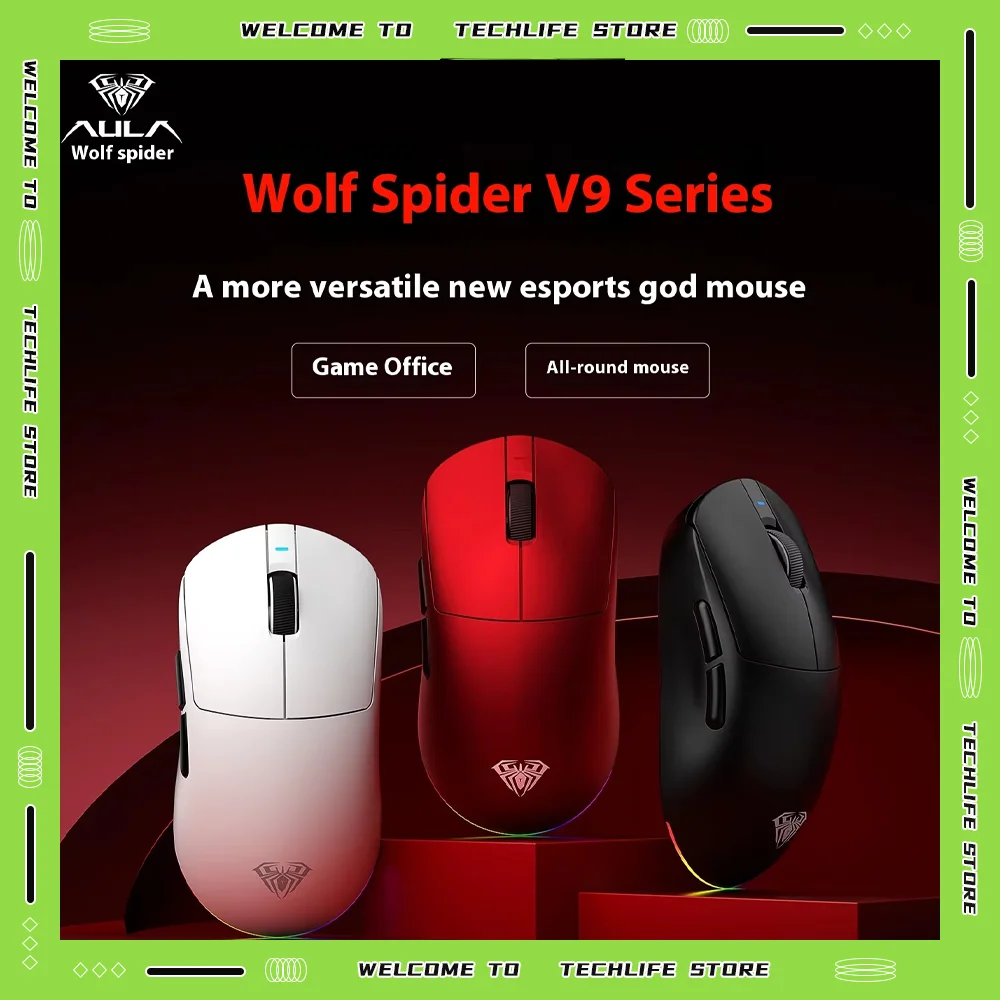 

AULA V9 Wireless Bluetooth Mouse Triple-Mode Wireless Lightweight Low Latency Gaming Mouse PC FPS Game Valorant Delta Action