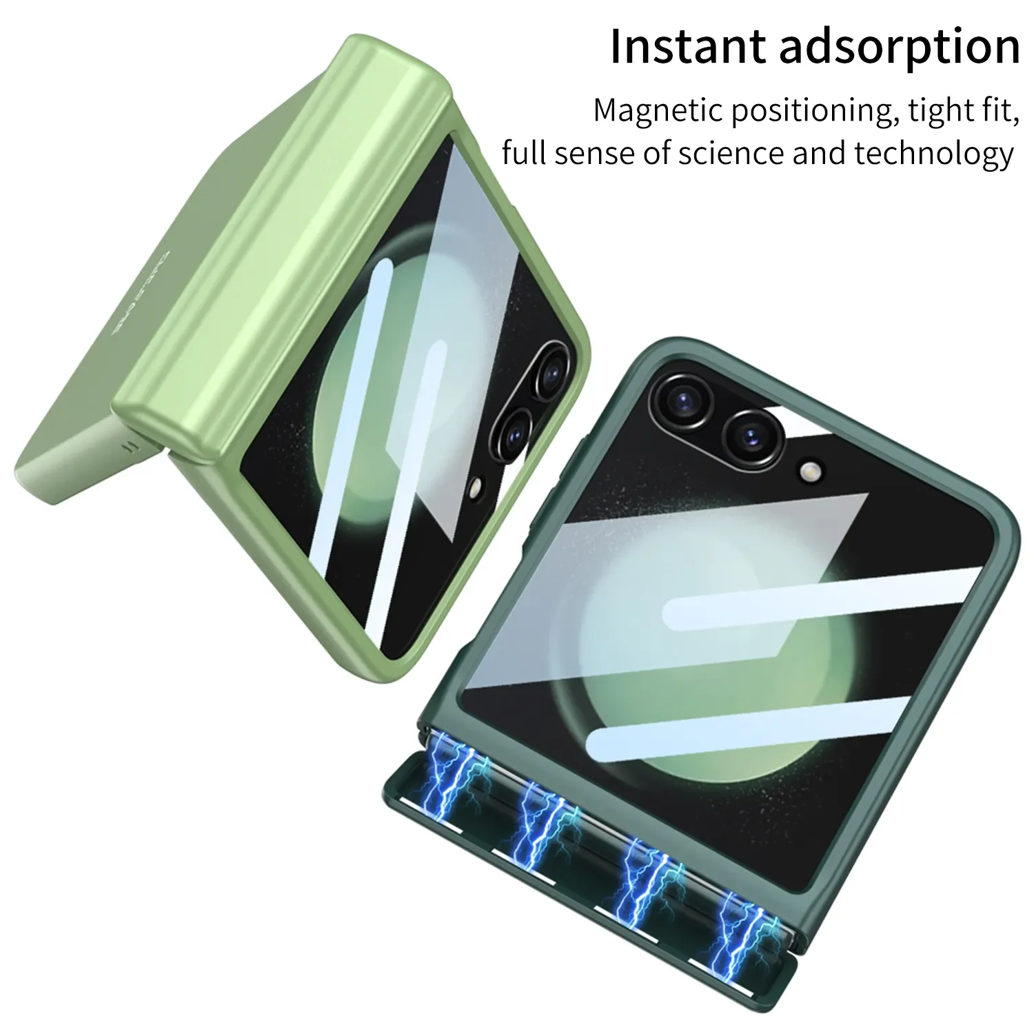 For Samsung Galaxy Z Flip 5 Case Skin Friendly Matte Magnetic Hinge With Large Mirror Film All Inclusive Shockproof Hard Cover