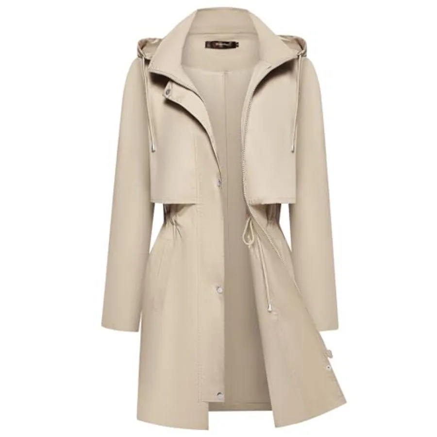 

Bloggerlove Rain Jacket for Women Waterproof with Hood Trech Coat for Women Lightweight Raincoats Packable Windbreaker