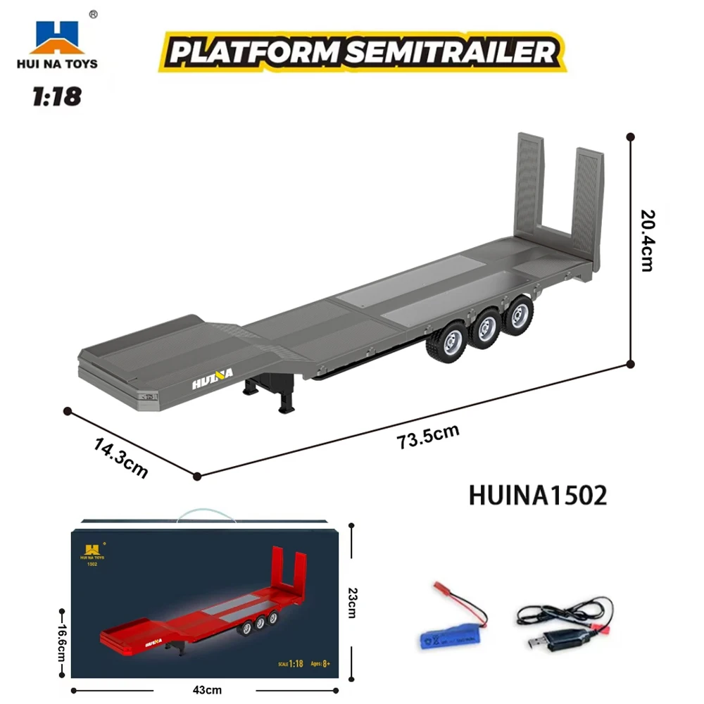 HUINA 1501 770S Legering Tractor 19CH RC Truck 1/18 2.4G afstandsbediening Techniek Trailer Truck met Licht en Geluid Speelgoed