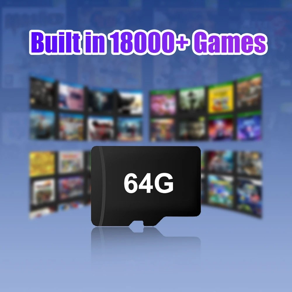 Scheda TF di gioco 64G per console di gioco portatile retrò video R36S EmuELEC 4.7 OS Costruito oltre 18000 giochi retrò per PS1/PSP/N64/SS/SNES