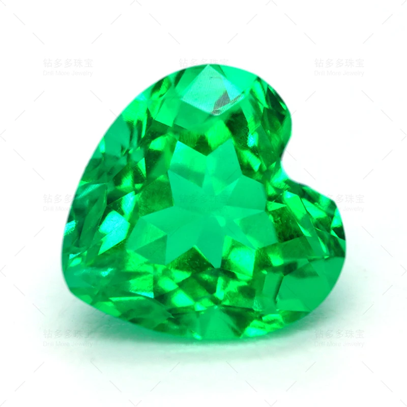 High Quality Laboratory Cultivation Emerald Heart Cut Cultivation Gemstone Manufacturers Direct Wholesale Fine Jewelry