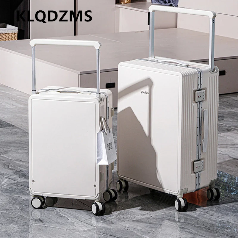 

Чемодан KLQDZMS для ручной клади на молнии с алюминиевой рамой, на колесиках, 20, 24, 26, 28 дюймов, большой вместимости, дорожная сумка-чемодан
