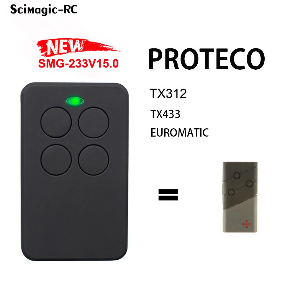 For PROTECO TX312 TX433 EUROMATIC Remote Control for gate 433MHz Duplicator Replacement Command Garage Door Opener 433.92mhz