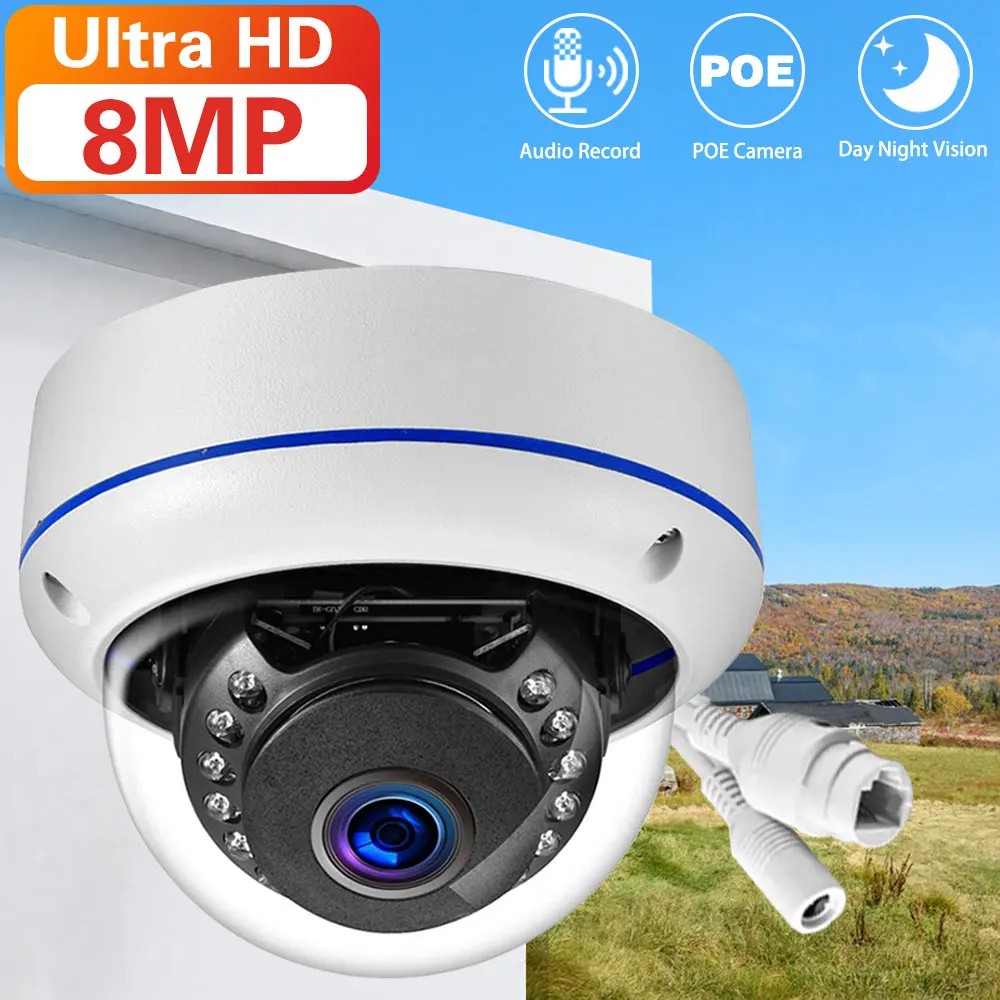 8MP 4K POE PTZ IP Camera Outdoor Waterproof Metal Vandal-proof CCTV Security Surveillance Camera 5MP Home Ceiling Dome Camera