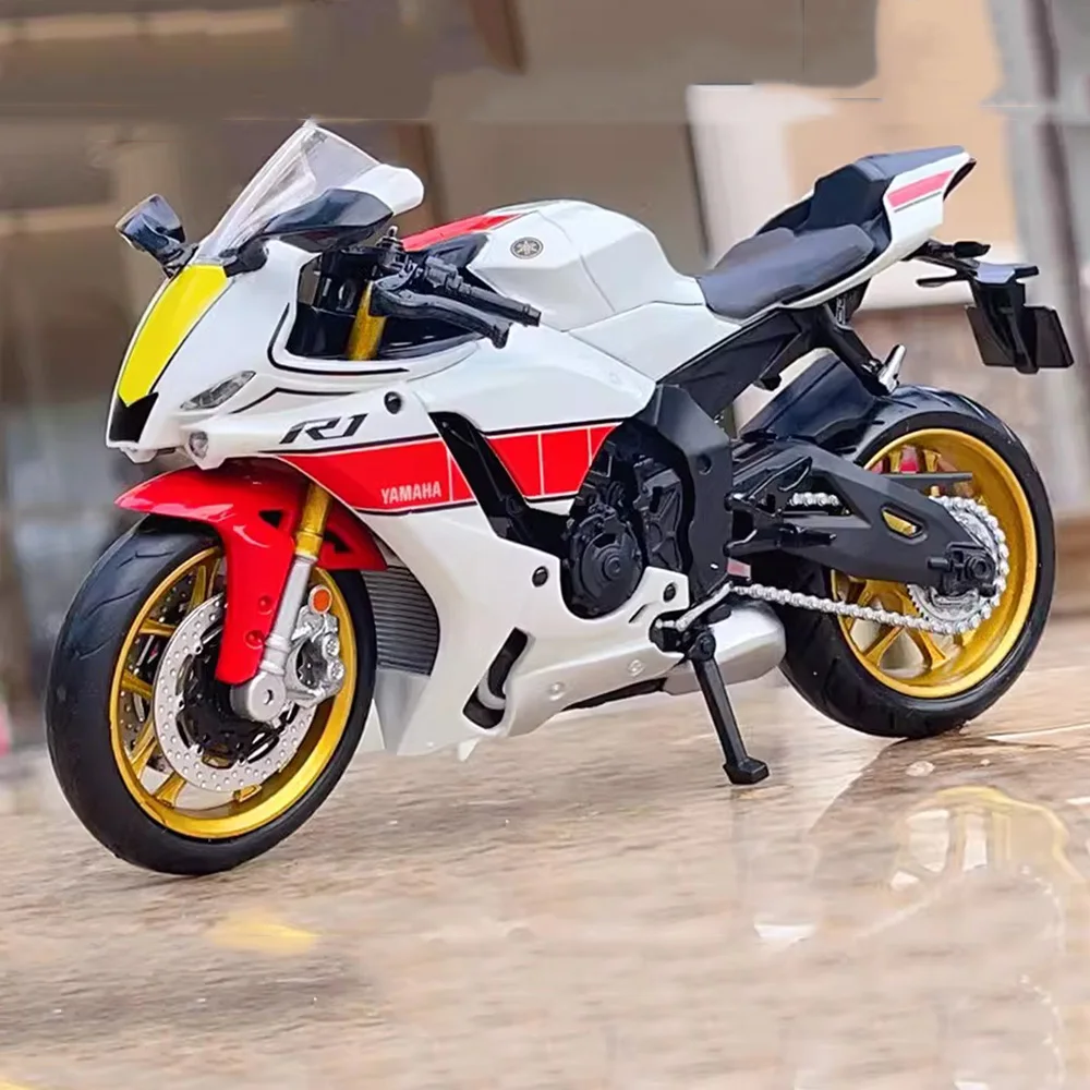 1:12 Yamaha Toy Motors YZF-R1M Alloy Diecasts Motorcycle Models With Shock Absorption Front Wheel Steering Toys For Kids' Gifts