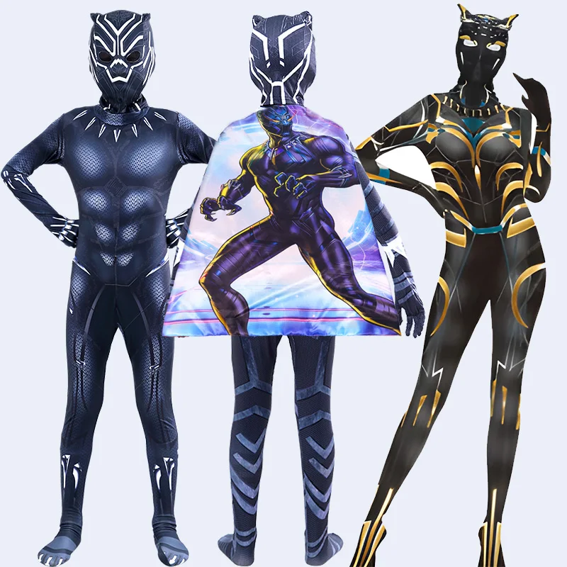 

Children's Black Panther Cosplay Costumes Jumpsuit Tight Fitting Clothing Adult Children's Party Performance Free Cloak