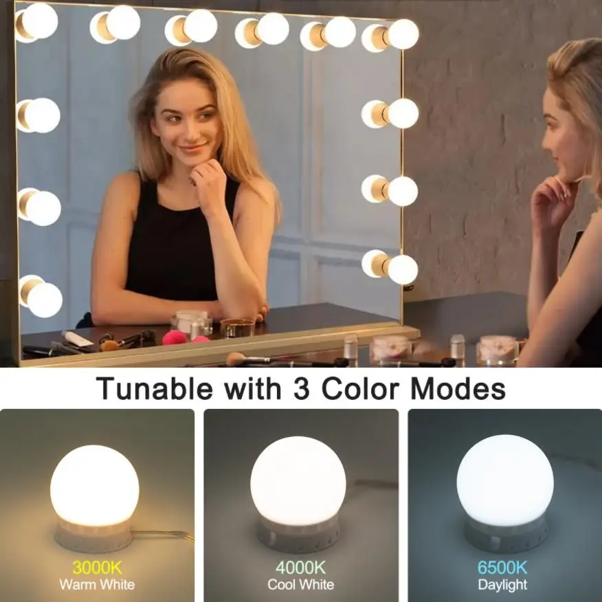 LED makeup fill light 3 colors adjustable brightness USB Power  beauty mirror ambient lamp Hollywood Dressing Table Vanity light