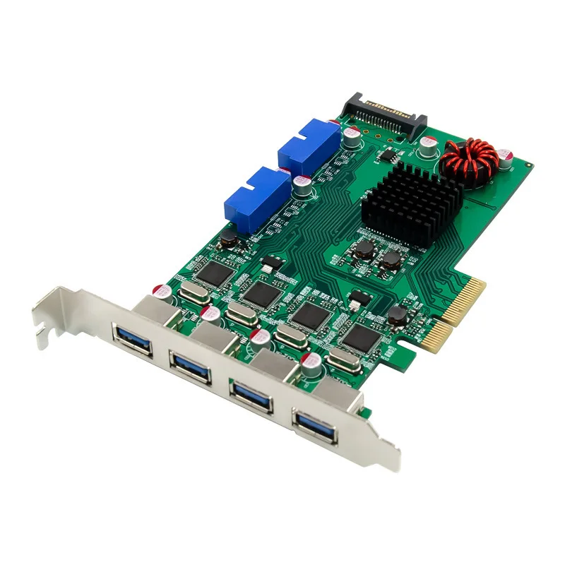 

PCI Express PCI-E to USB 3.0 Expansion Card Raiser 8 Ports USB 3.0 Controller SATA Power Independent 4 Channel for Camera Server