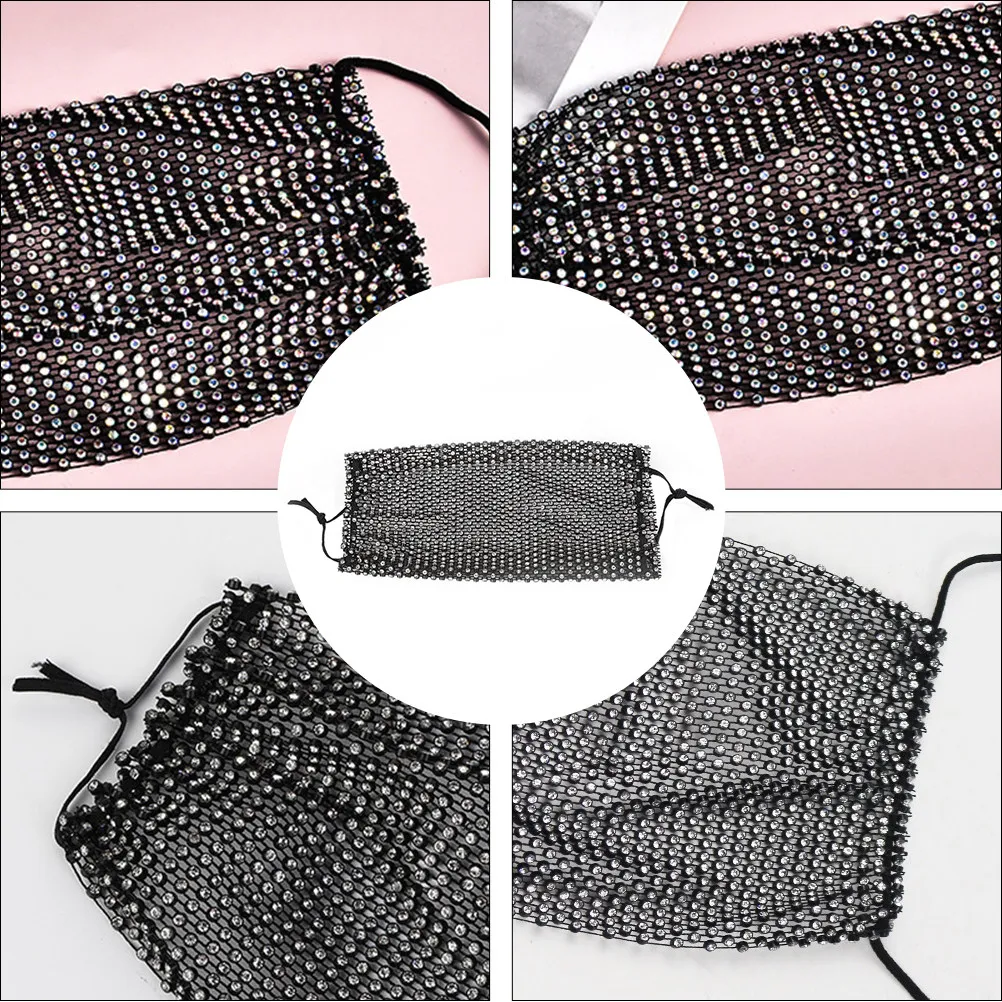 1Pcs Glitter Rhinestone Mask Women Trendy Lightweight Comfortable Anti Dust Face Cover Fashion Decorative Outdoor Creative Mouth