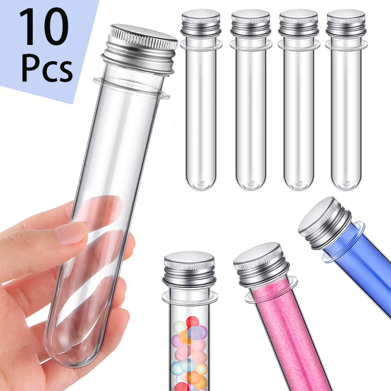 10Pcs 40ml Clear Plastic Test Tubes Clear Bath Salt Tubes Test Tubes for Plants Scientific Experiments Candy Storage