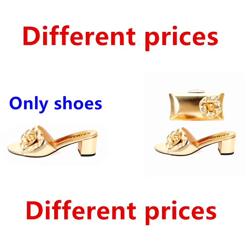 african wedding banquet party golden silver flower luxury women slippers high heel plus size 35-44 women shoes and bag suit