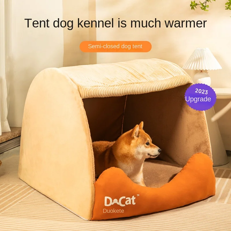 

Kennel Four Seasons Universal Removable Cleaning Golden Retriever Corgi Indoor Dog House Medium Large Dog Semi-Closed Tent