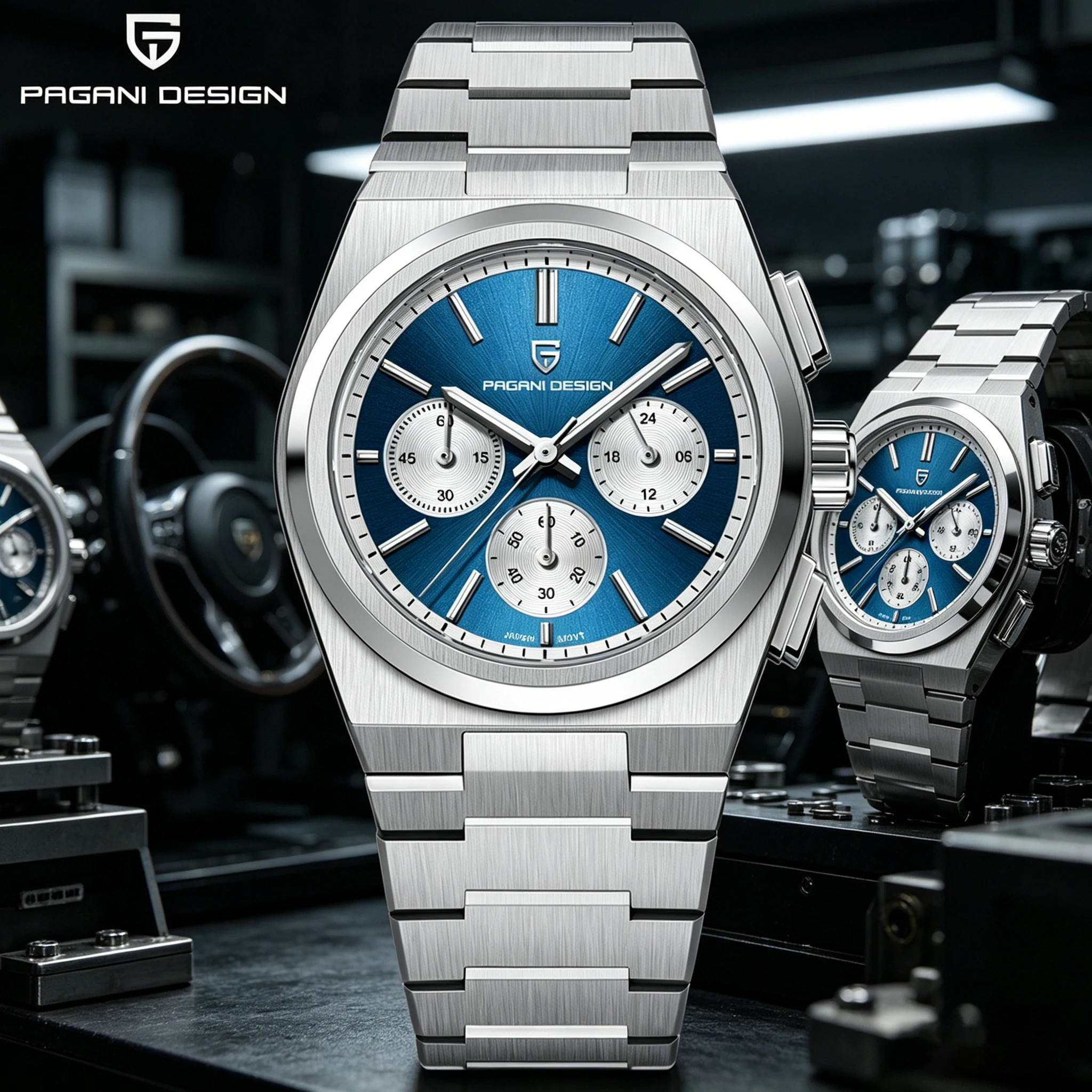 PAGANI DESIGN Neue 40MM Klassische Herren-Quarzuhren VK63 Edelstahl Wasserdicht Leuchtend Luxuriöse Casual Chronograph-Uhr