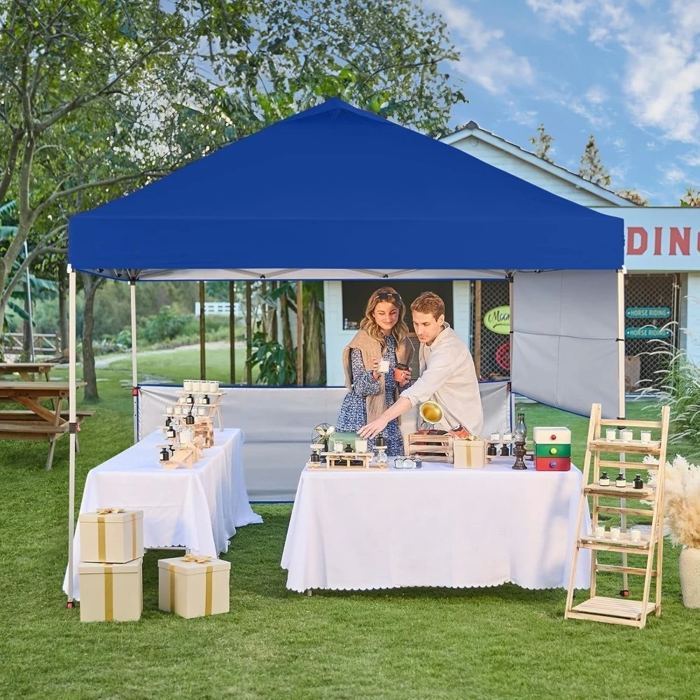 

10x10 Pop up Canopy Tent Instant Canopy with 150D Silver Coated Fabric Including 2 Half Sidewalls, 4 Ropes, Customized