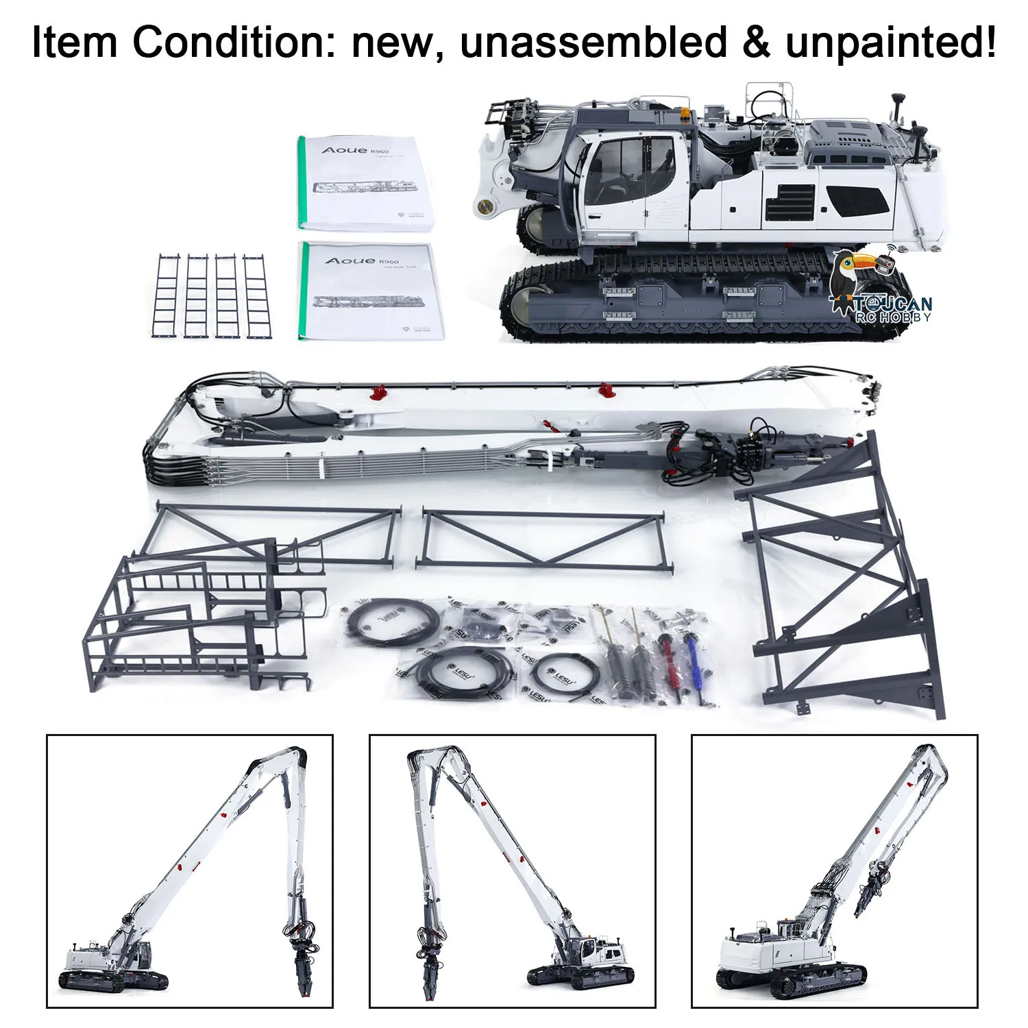 Metal LESU 1/14 LR960 RC Full Hydraulic Excavator KIT DIY Demolition Arm Radio Control Digger Trucks Machine Vehicle Toys Model