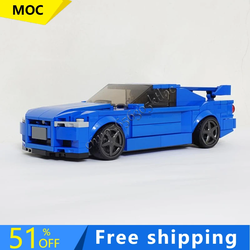 

298 PCS Creative Technology MOC Speedy Sports Car Lightning Cartoon Building Block Model Puzzle Toys For Children Festival Gifts