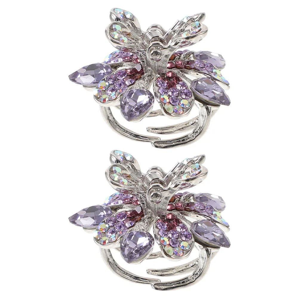 

2pcs Headgear Kids Accessories Mini Claw Clips Small Metal Bang Hair Clips for Girls Purple Color Durable for Weddings