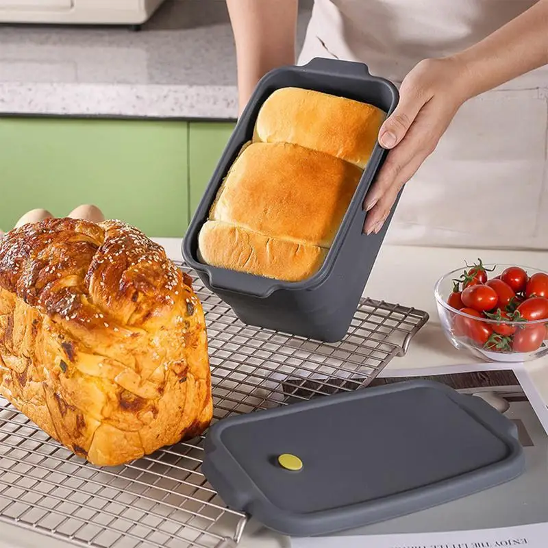 Silicone Bread Loaf Pan Non-Stick Baking Mold For Baking Cakes Dishwasher Safe Baking Mold Pans For Oven Pound Cakes Breads