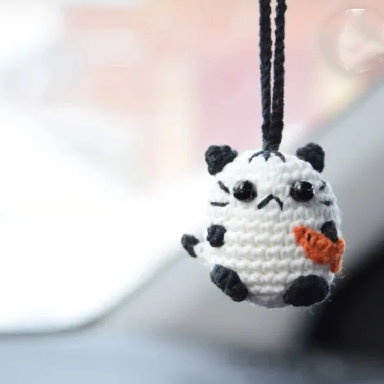 Car Pendant Interior Rear-view Mirror Pendant Creative Lovely Style Hand-woven Panda Dundun Doll Gift Pendant