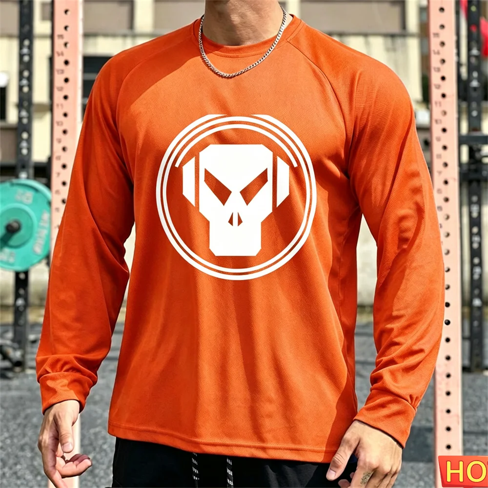 Autumn Men's Long sleeved T-shirt Monkey Pattern Men's Fitness T-shirt Cotton Elastic Sports T-shirts Breathable Graphic T-shirt