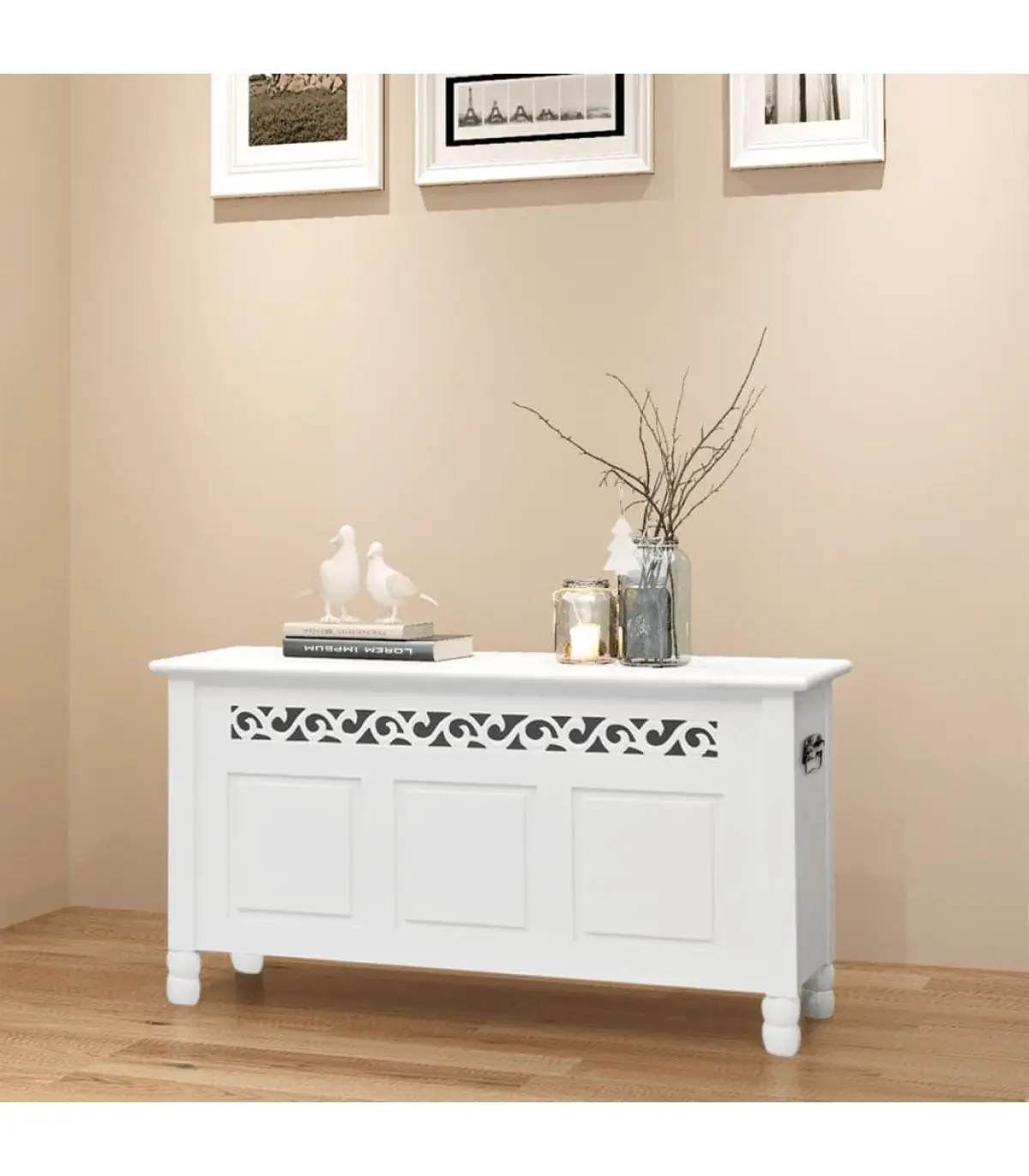 Benches for reception and storage white MDF Baroque style storage bank