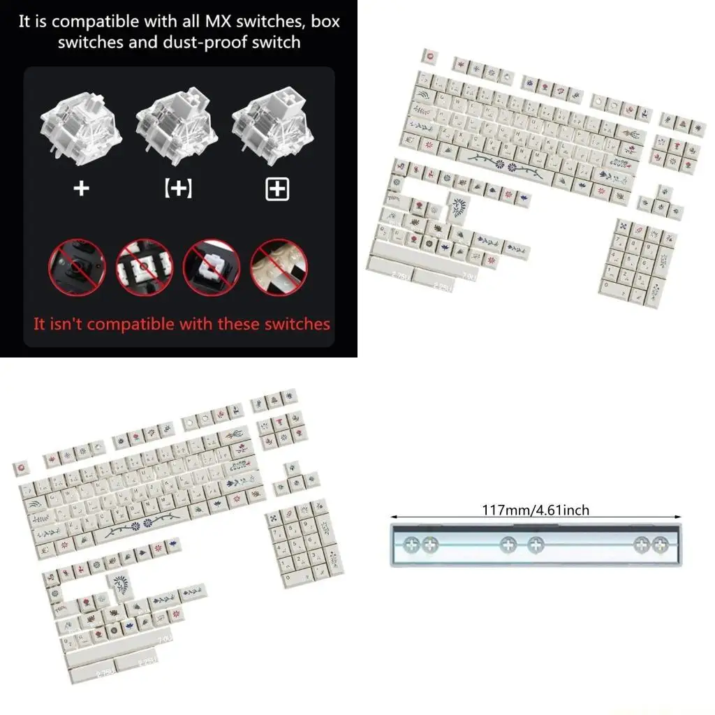 135PCS Mechanical Keyboard Keycaps With Voynich Manuscript Theme Heat Sublimated