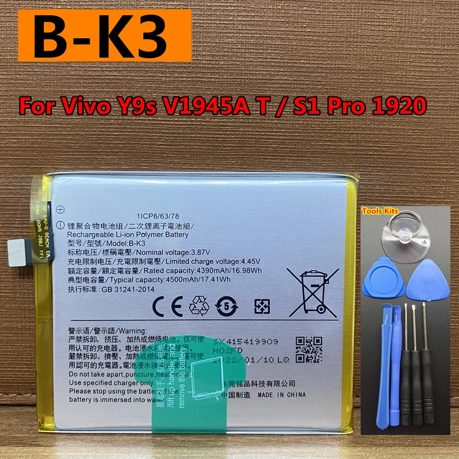 New Original B-K3 4500mAh For Vivo S1 Pro , V17 1920 , Y9s V1945A V1945T High Quality Replacement Cell Phone Battery