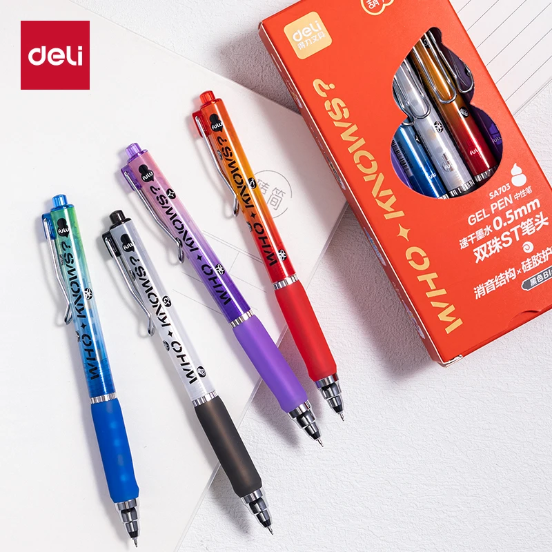 

Deli 4/8pcs Black Ink Quick-drying Cute Gel Pen Signing Pen School Supplies Office Supplies Stationery Kawaii Pens Gift