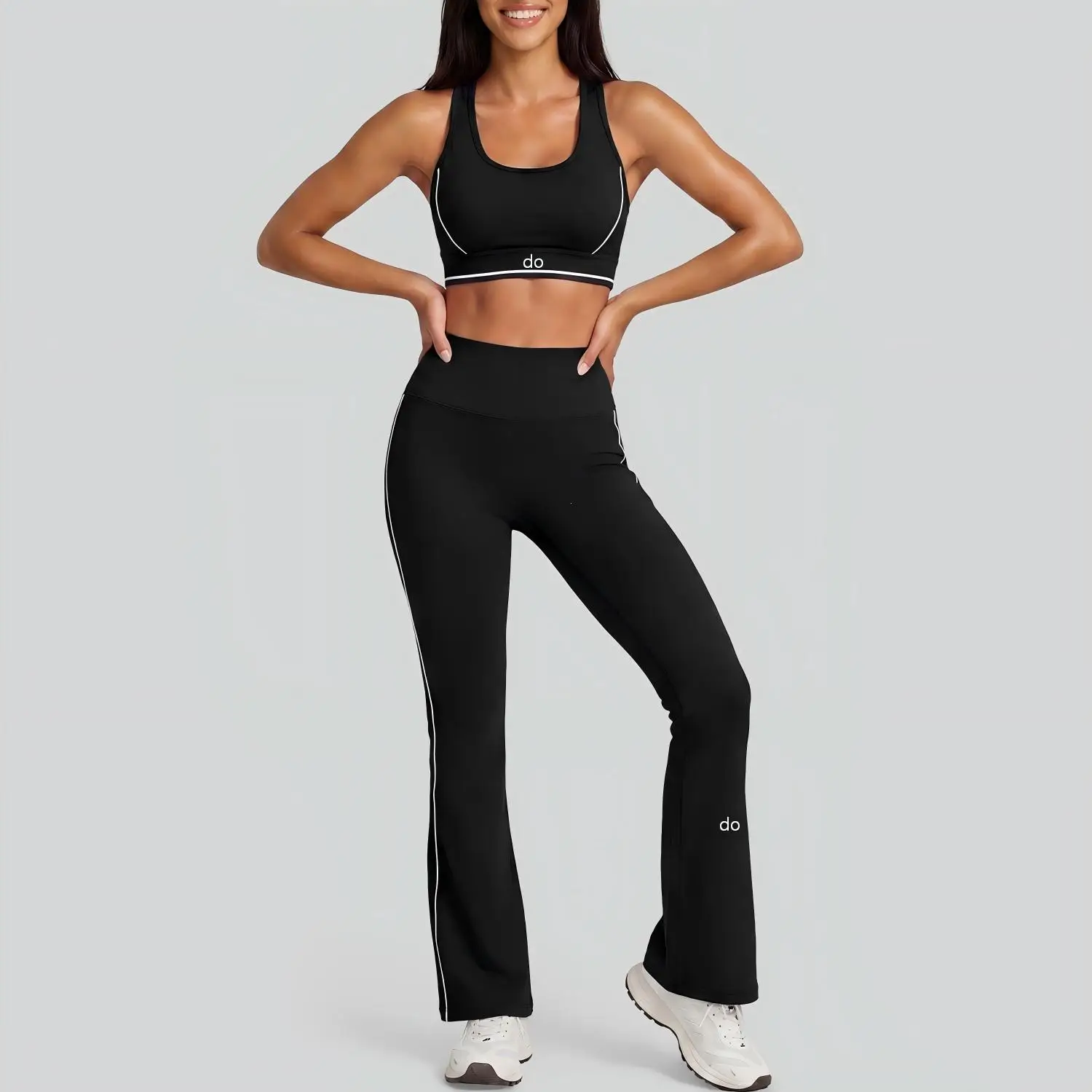 2026 High Waist and Hip Lifting Yoga Set - Contrast Line Sports Fitness Clothing - Women's Tight Elastic Two Piece Set-
