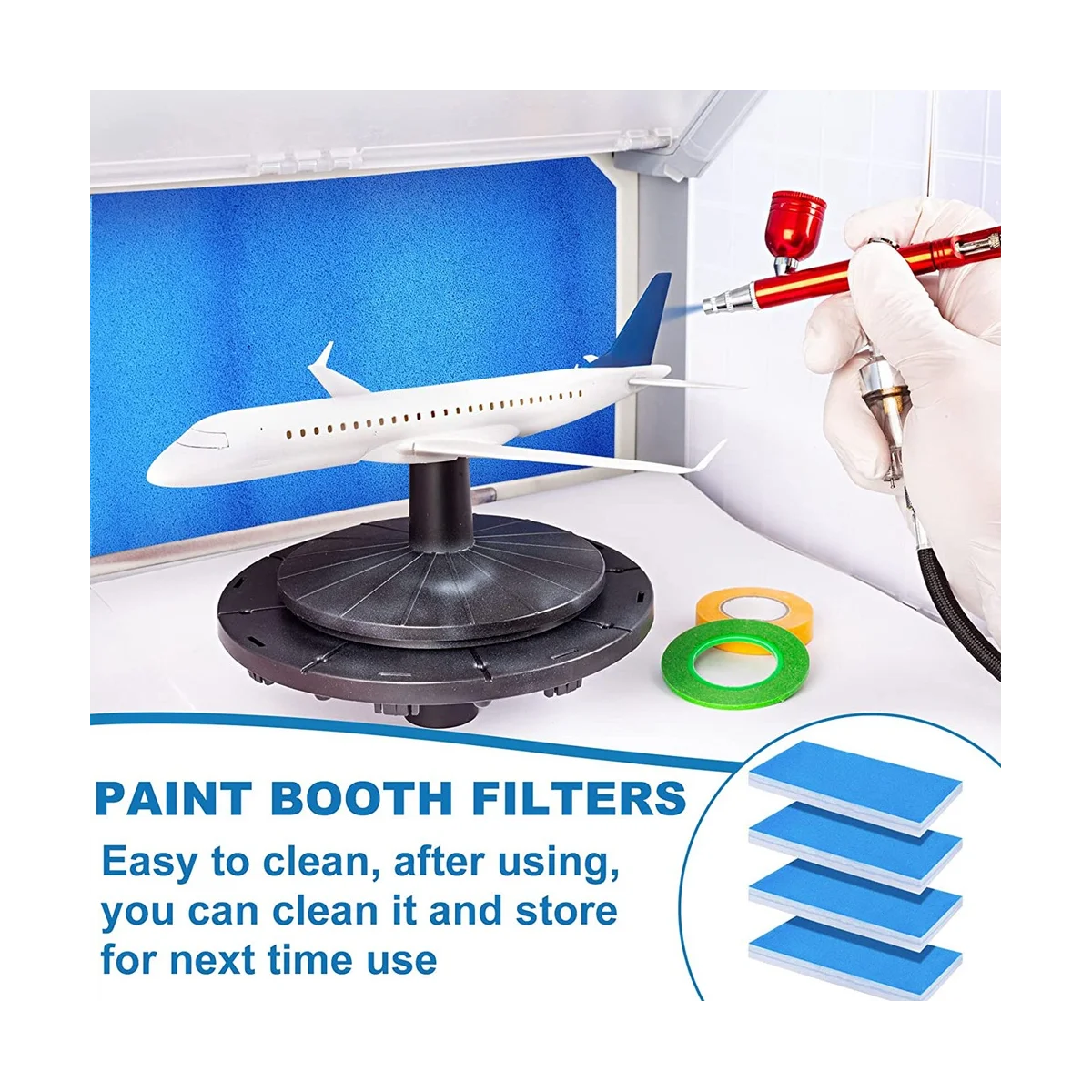 8Pcs Filter Paint Booth Filters Spray Booth Replace Filter for Airbrushing Compatible with Master/Paasche/Sky Enterprise