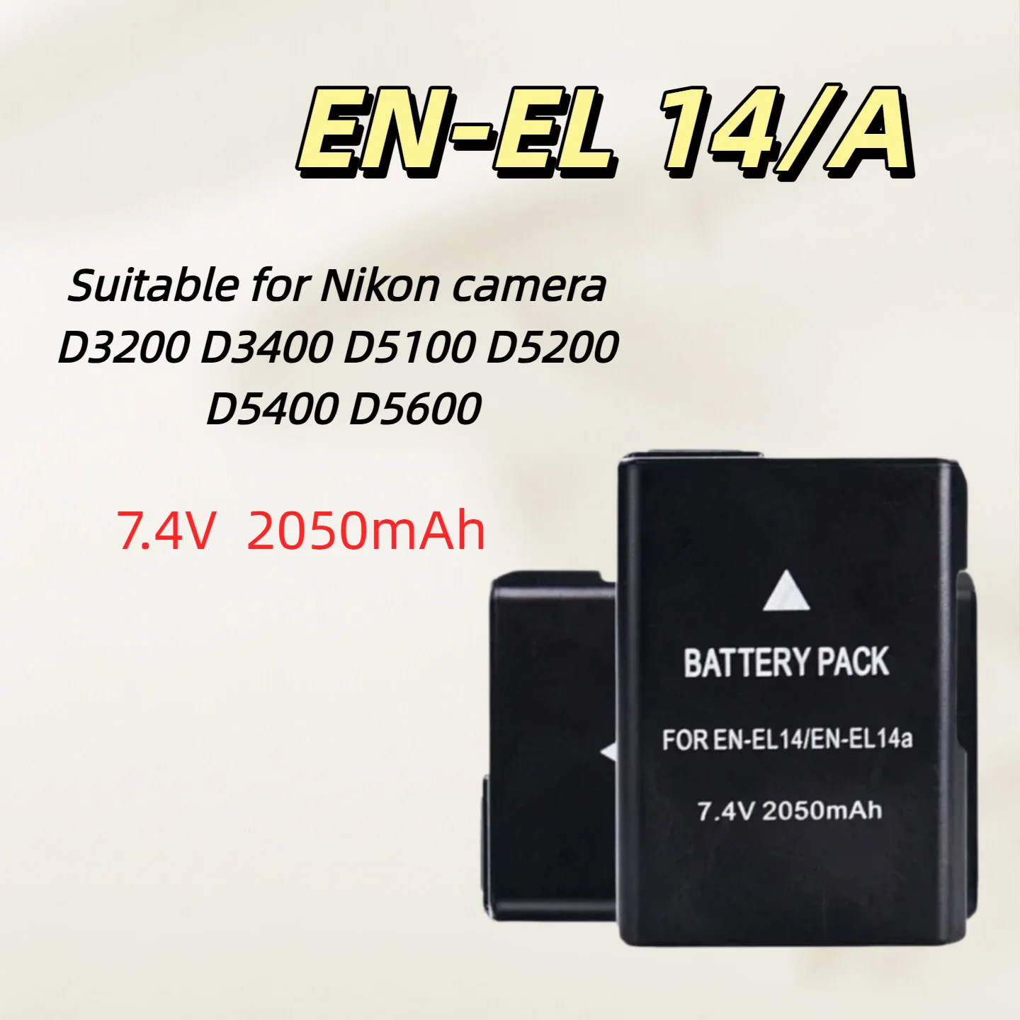 

1-10 шт. аккумуляторов 7,4 В EN-EL14 2050 мАч, подходящих для фотоаппаратов Nikon D3200 D3400 D5100 D5200 D5400 D5600.