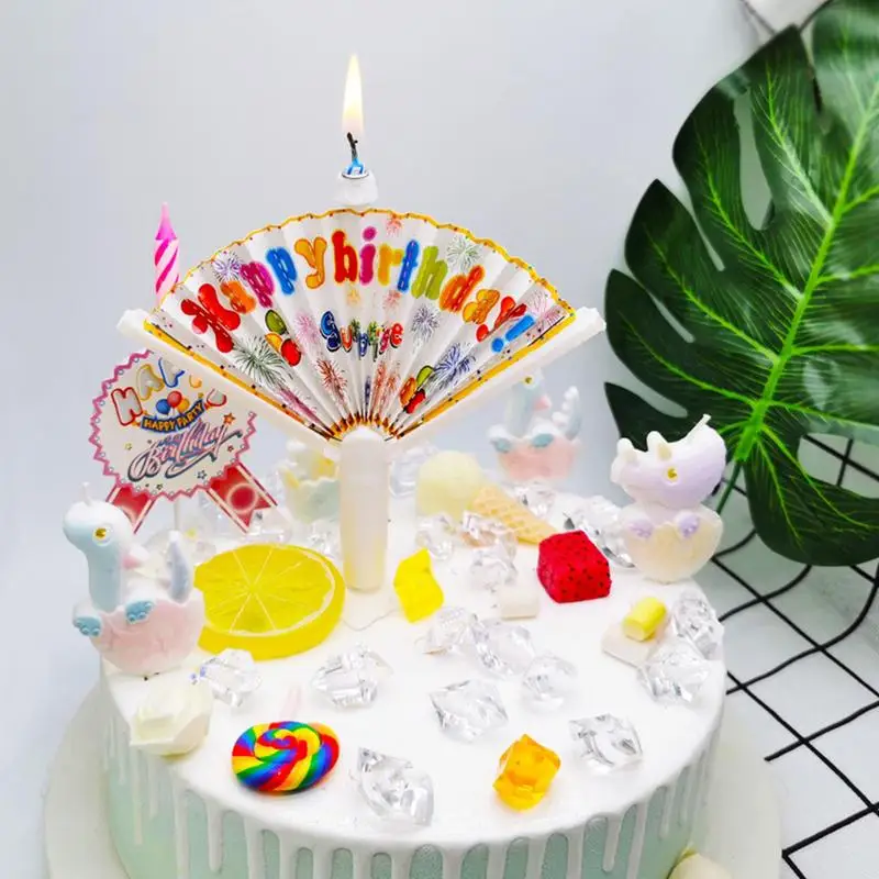 Funny Birthday Candles Creative Surprise Candle Fan Shape Birthday Cake Candle Decorations Unique open happy Birthday Candle