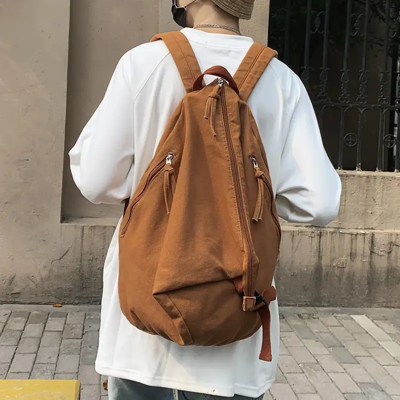 Solid Color Backpack for Women 2026 Wash canvas Teenagers Girls for School bags Travel men backpack Large capacity  Daypack  bag