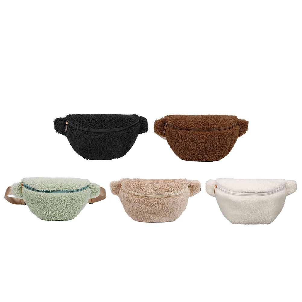 

Унисекс плюшевая нагрудная сумка на молнии, нечеткая сумка через плечо, модная многофункциональная складная легкая осенне-зимняя повседневная сумка