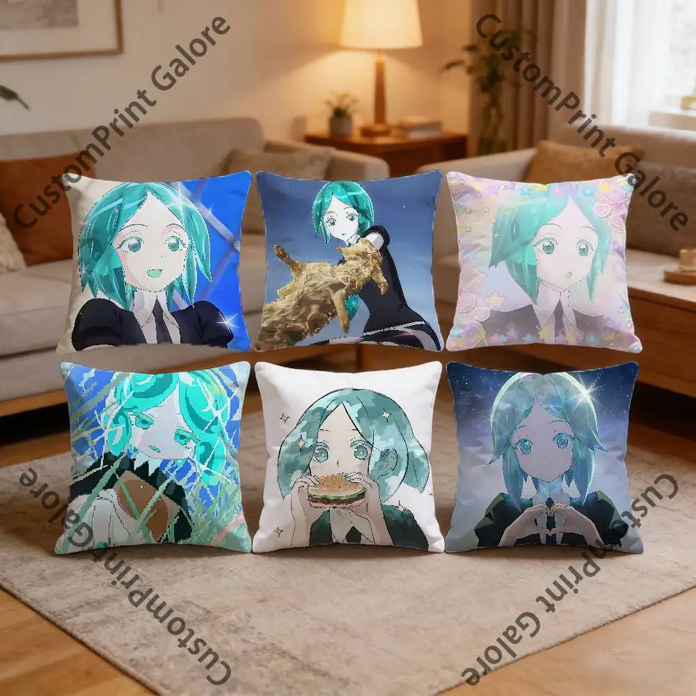 

P-PhosphophylliteS Polyester Printed Pillow Cover Square 30 35 40 45 50 55 cm Soft for Sofa Bed Car Home Decor