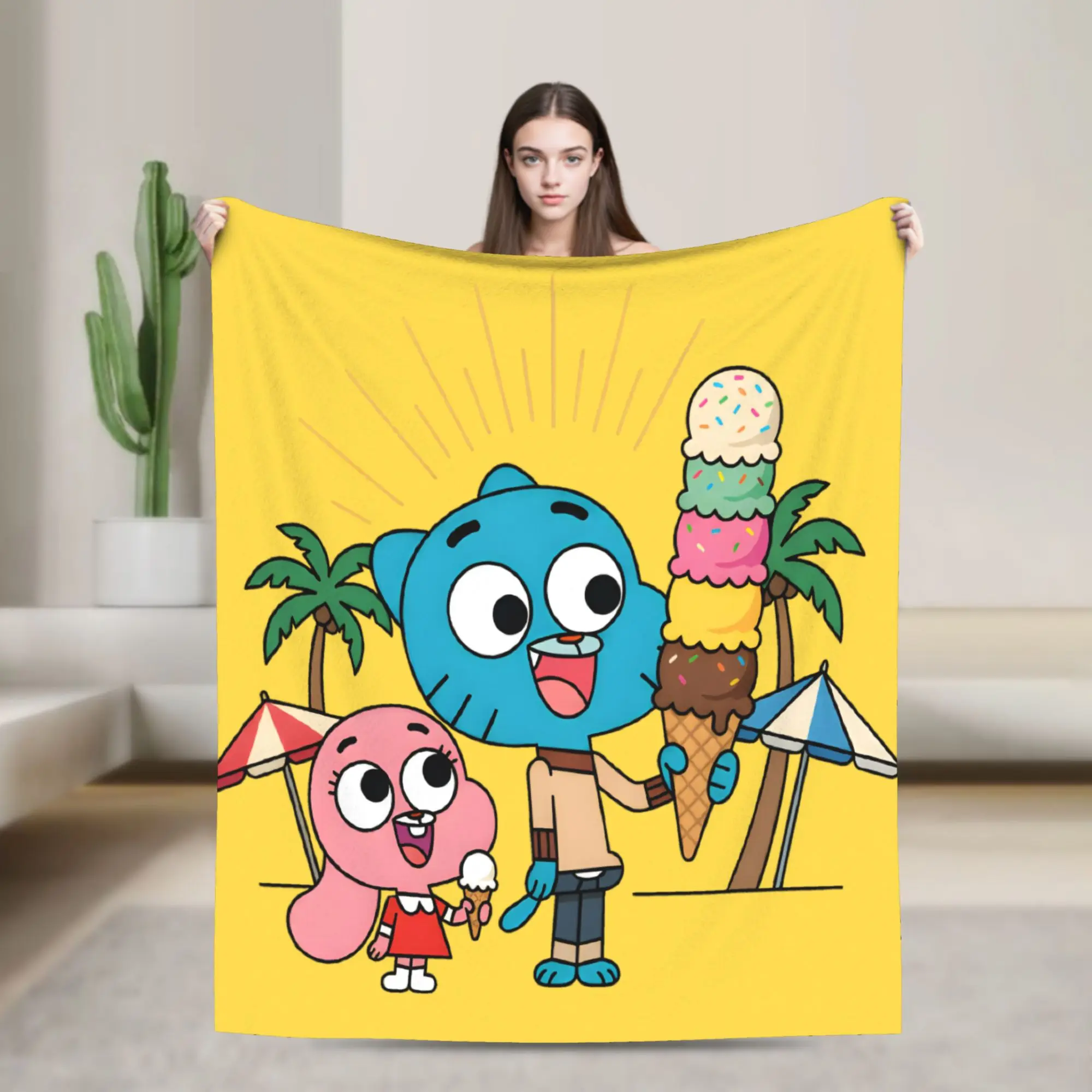 Gum Ball Anais Ice Cream  Blanket Fleece Summer Air Conditioning  Breathable Warm Throw Blankets for Bedding Office Bedspread