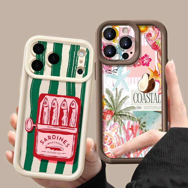 Colorful Sardine Pattern Phone Case For iPhone 17e 17 16 15 14 13 Pro Max 17 Pro 16e Shockproof Soft Silicone Back Cover Fundas