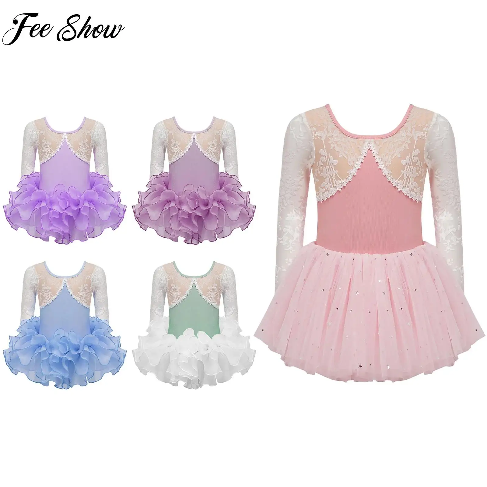 

Kids Girls Ballet Tutu Skirt Gymnastics Costume Ballet Leotard with Layered Skirt Children's Belly Dancing Performance Costume