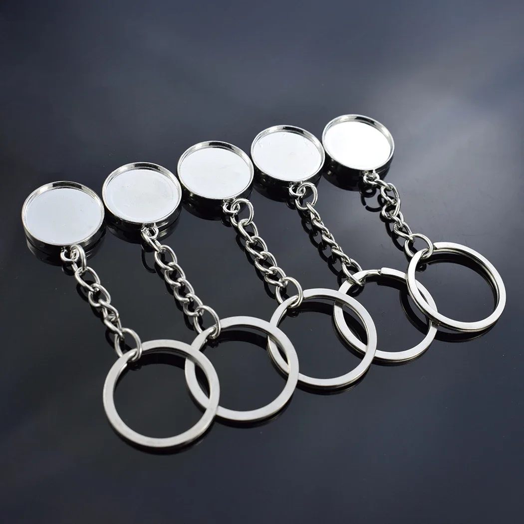5PCS/lot Handmade Keychain Base Blank Keyring Double Side Pendant Diy Key Chain Fit 20mm Glass Cabochon Jewelry Supplier